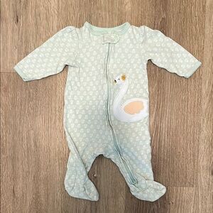 Carter's Mint and White One Piece with Swan Design